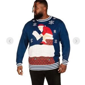 Tipsy Elves Santa's Log on the Fire Big Tall Ugly Christmas Holiday Sweater 3XL